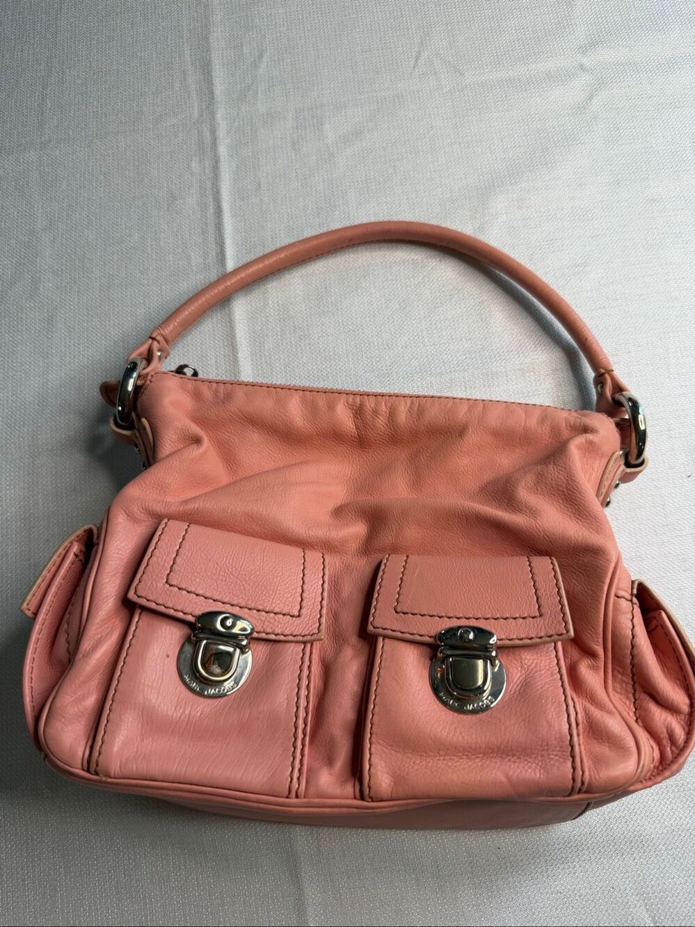 Marc Jacobs Blake Blush Pink Y2K Leather Multi Pocket Hobo Purse Handbag - Picture 3 of 16